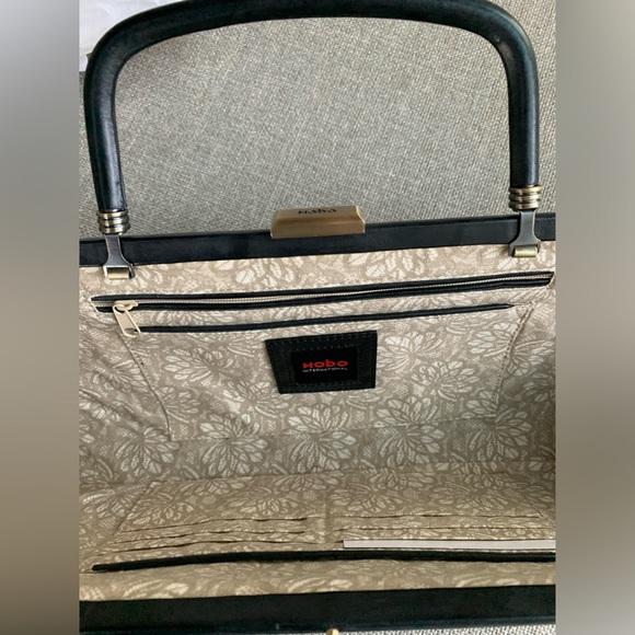 HOBO International Leather Black Clutch w/whipstitching detail - Picture 3 of 10